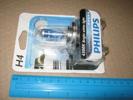 Лампа розжарювання H4 12V 60-55W P43t-38 Cristal Vision 1шт blister 4300K (вир-во Philips) PHILIPS 12342CVB1