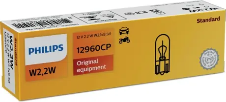 Лампа розжарювання W2,2W 12V 2,2W PHILIPS 12960 CP