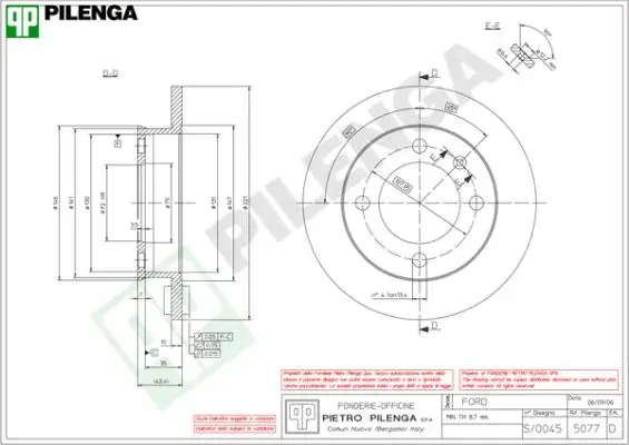 Тормозной диск PILENGA 5077 (фото 1)