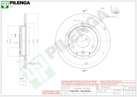 Тормозной диск PILENGA 5178