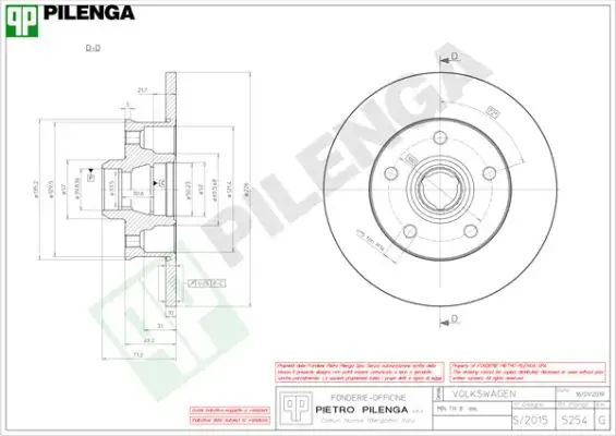 Тормозной диск PILENGA 5254 (фото 1)