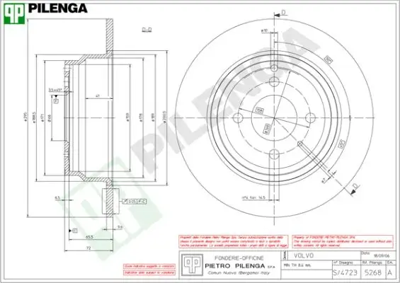 Тормозной диск PILENGA 5268 (фото 1)