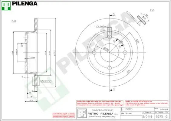 Тормозной диск PILENGA 5275 (фото 1)