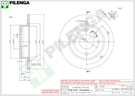 Тормозной диск PILENGA 5275