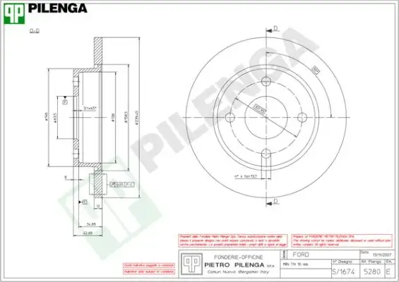 Тормозной диск PILENGA 5280 (фото 1)