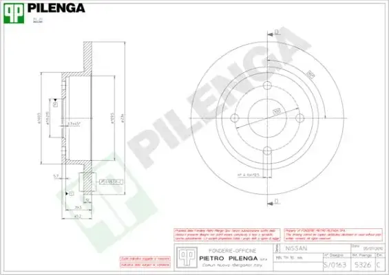 Тормозной диск PILENGA 5326 (фото 1)