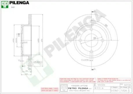 Тормозной диск PILENGA 5326