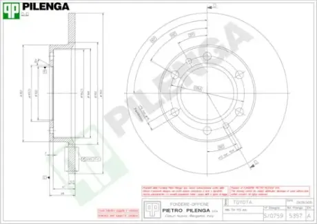 Тормозной диск PILENGA 5357