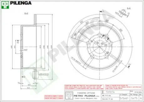 Тормозной диск PILENGA 5475