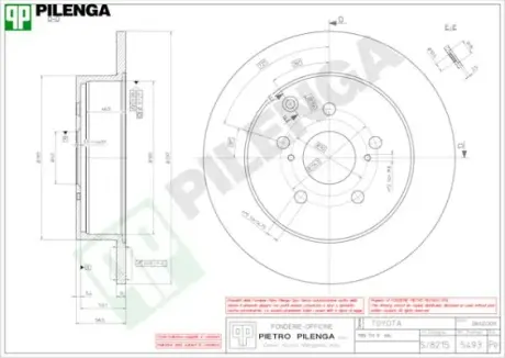 Тормозной диск PILENGA 5493