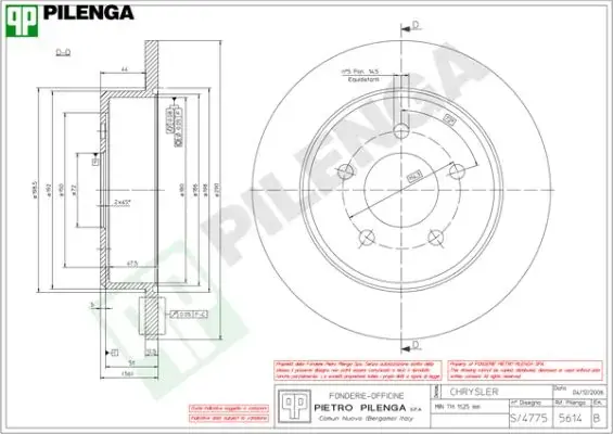 Тормозной диск PILENGA 5614 (фото 1)
