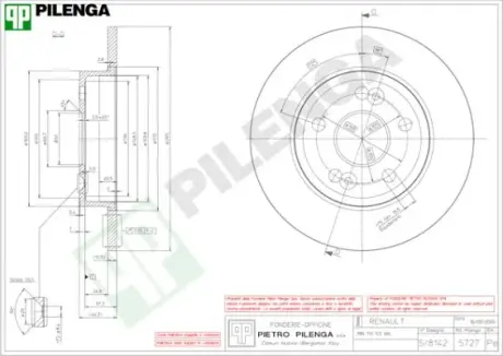 Тормозной диск PILENGA 5727
