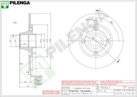 Тормозной диск PILENGA 5740