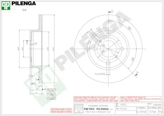 Тормозной диск PILENGA 5766 (фото 1)