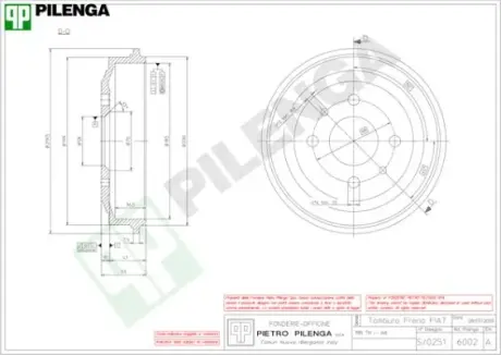 Тормозной барабан PILENGA 6002