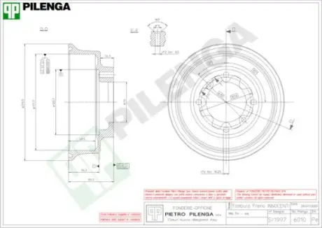 Тормозной барабан PILENGA 6010