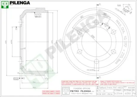 Тормозной барабан PILENGA 6050