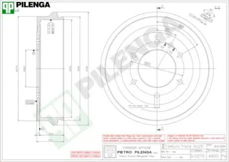 Тормозной барабан PILENGA 6800