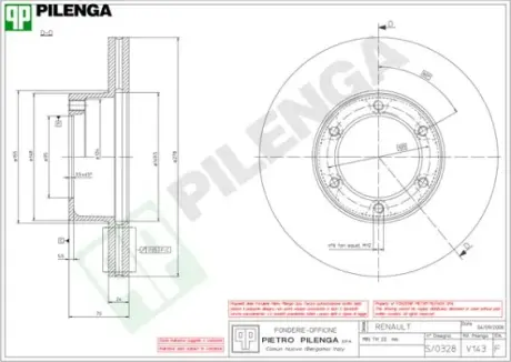 Тормозной диск PILENGA V143