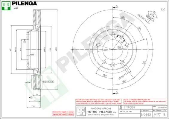 Тормозной диск PILENGA V177 (фото 1)