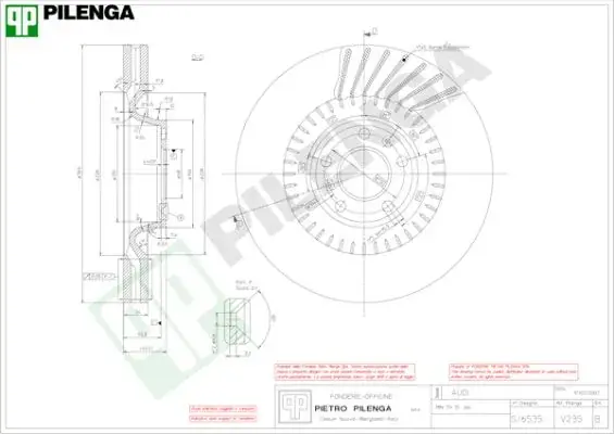 Тормозной диск PILENGA V235 (фото 1)