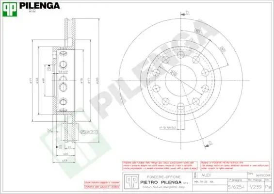 Тормозной диск PILENGA V239 (фото 1)