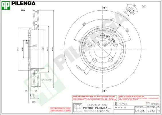 Тормозной диск PILENGA V430 (фото 1)