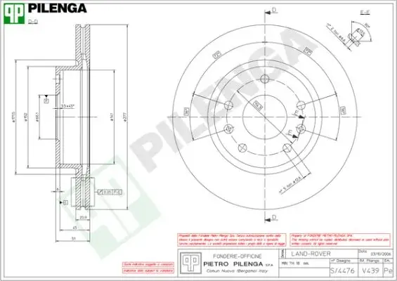 Тормозной диск PILENGA V439 (фото 1)