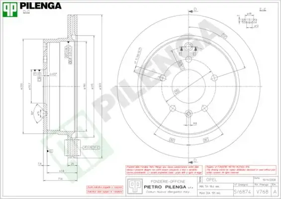 Тормозной диск PILENGA V768 (фото 1)