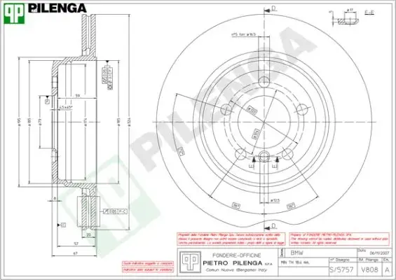 Тормозной диск PILENGA V808 (фото 1)