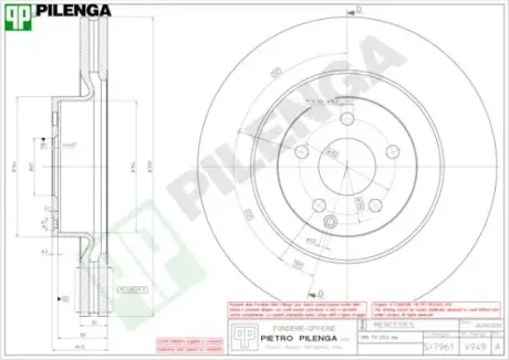 Тормозной диск PILENGA V949