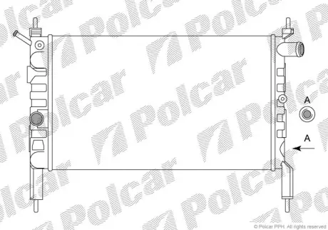 Радіатор охолодж. двигуна Opel Astra F 1.4/1.6 09.91-01.05 POLCAR 550708B1