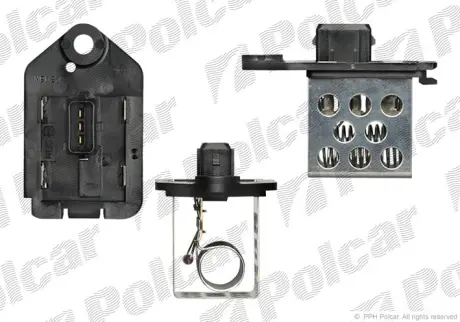 Резистор вентилятора радіатора CITROEN BERLINGO (MF, M_), JUMPY, XSARA PICASSO (N68) PEUGEOT 206 CC (2D), 307 (3A/C), 406 (8B), EXPERT, PARTNER (5F) (OEM-PART) POLCAR 5723KST-3