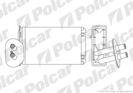 Радіатор опалювача VW T4 91- (+AC) POLCAR 9566N8-3