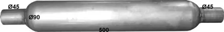Універсальний бачок глушника D 90 довжина 600 ; D 45 POLMOSTROW 00.254