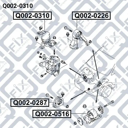 Подушка двигуна права (гідравлічна) Q-FIX Q0020310 (фото 1)