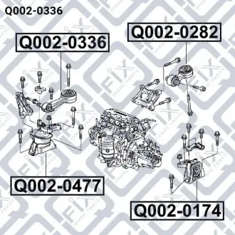 Подушка двигуна передня акпп Q-FIX Q0020336