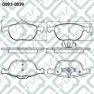 Колодки гальмівні передні Mazda 3 BK/CR 02–/Ford Focus II 04–/C-Max 03–/Volvo S40 04–/V50 04– Q-FIX Q0930039