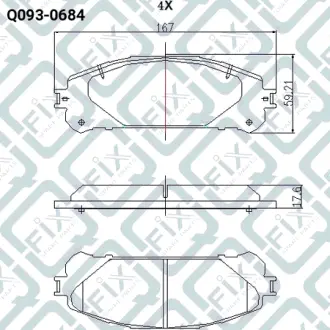 Колодки гальмівні передні Toyota Lexus RX 270/350/450 09–/Highlander GSU45/GVU48/MHU48 4WD 2007–2013 Q-FIX Q0930684