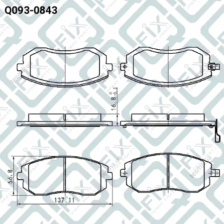 Колодки гальмівні передні Subaru Forester 02–/05–/Impreza 00–/05–/08–/Legacy 03– Q-FIX Q0930843 (фото 1)