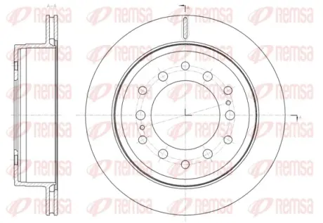 TOYOTA гальмівний диск задн.Land Cruiser Prado 2.7/4.0 10-,FJ Cruiser 06- REMSA 6166410