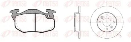 PEUGEOT К-кт гальмів. колодки 0141.02 + диски 6080.10 передн.106,205,305,309,405,Renault 11,19,21,Clio,Rapid,Super 5 REMSA 819201