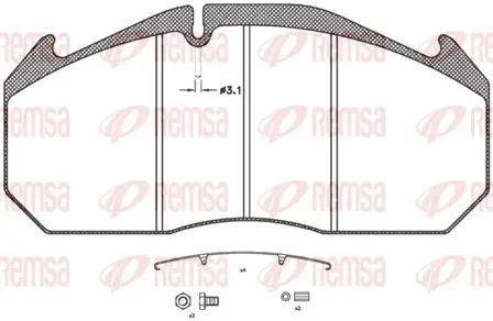 Комплект тормозных колодок, дисковый тормоз REMSA JCA50630