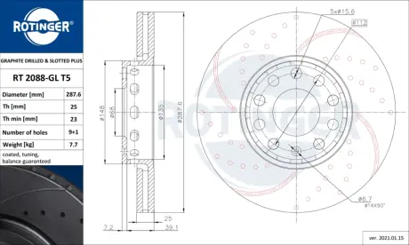 Диск тормозной ROTINGER RT2088GLT5