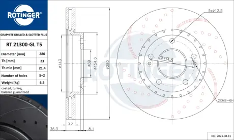 Диск тормозной ROTINGER RT21300GLT5