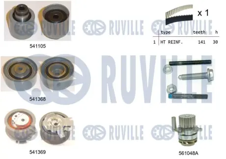 К-кт ГРМ з помпою VAG 2.0TDI 03- RUVILLE 5501261
