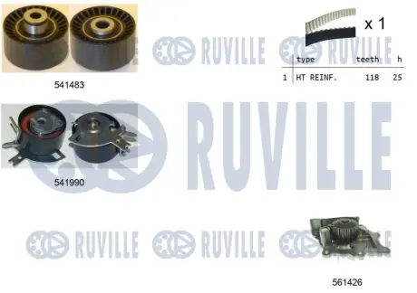 К-кт ГРМ (Пасок+2роліка+помпа) Citroen/Fiat/Ford/Peugeot 2.2HDI 06- RUVILLE 5502801