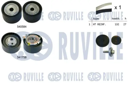 К-кт ГРМ Renault Clio III/Megane/Scenic (BR0/1,CR0/1) 1.616V 06/05 1,6 K4M801, K4M800 RUVILLE 550298