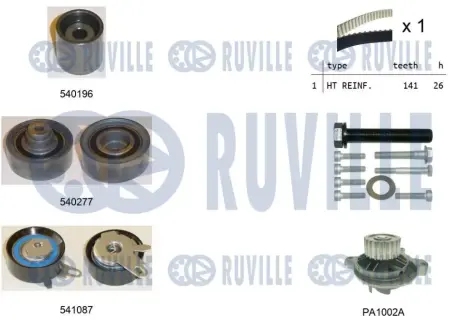 К-кт ГРМ з помпою VAG Crafter 2.5 TDI 06- RUVILLE 5505041