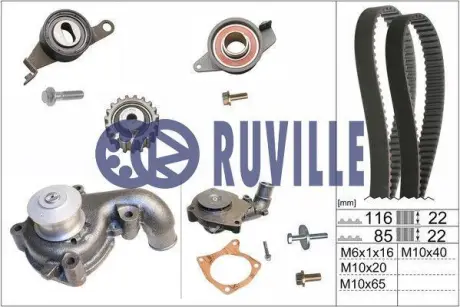 Водяной насос + комплект зубчатого ремня RUVILLE 55214701